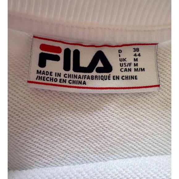 Fila Mens Crewneck Sweatshirt White With Striped Cuffs Size M - Picture 6 of 8